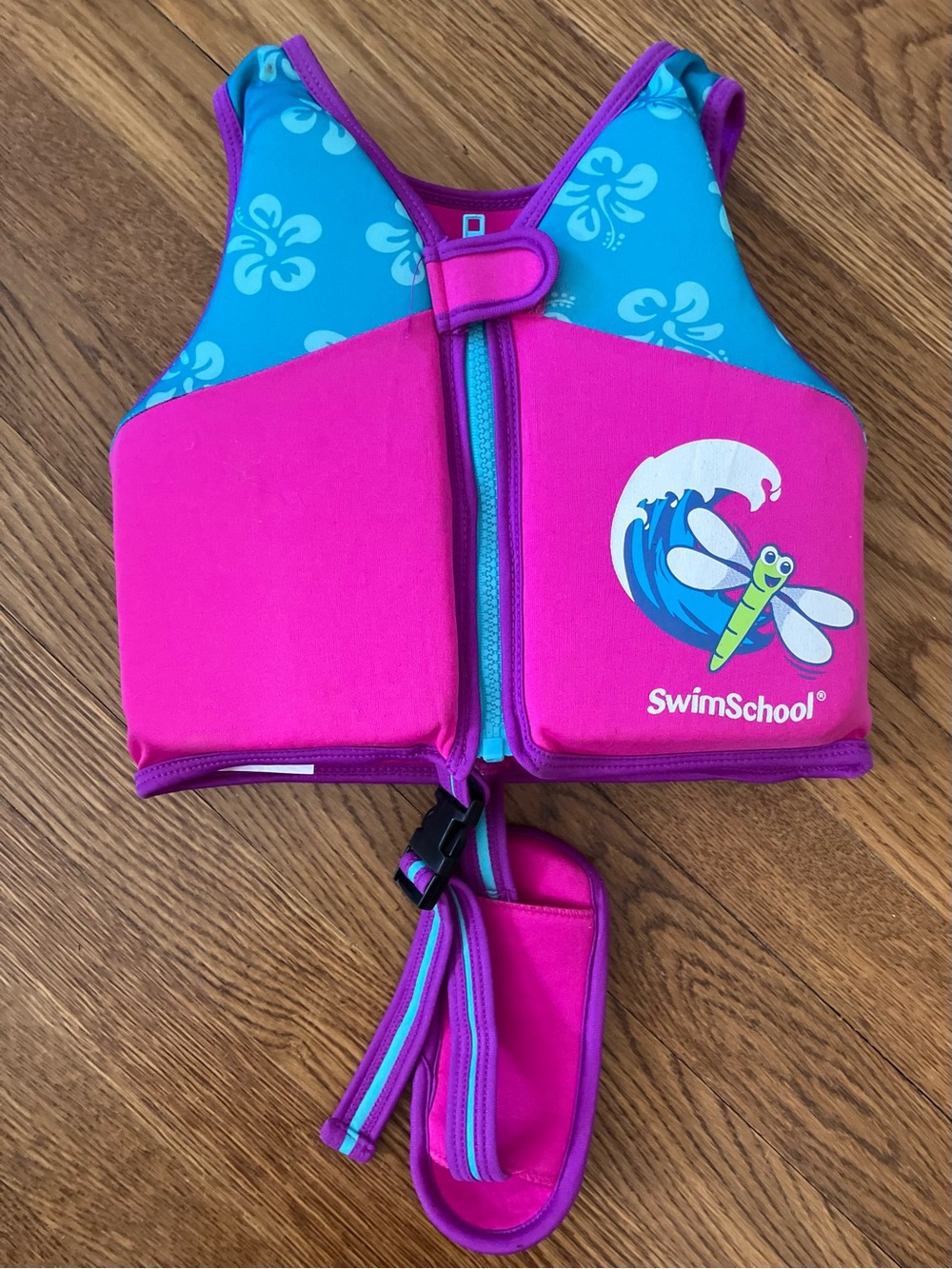 Age 2-4 max 33 pounds Kids Pink & Blue Swim Rashguard Vest with Front Zip